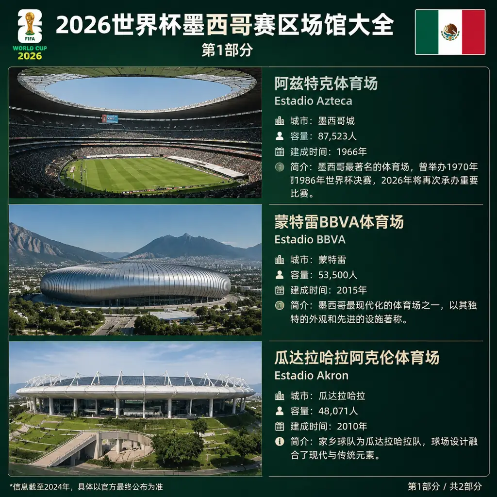 2026世界杯墨西哥赛区场馆大全