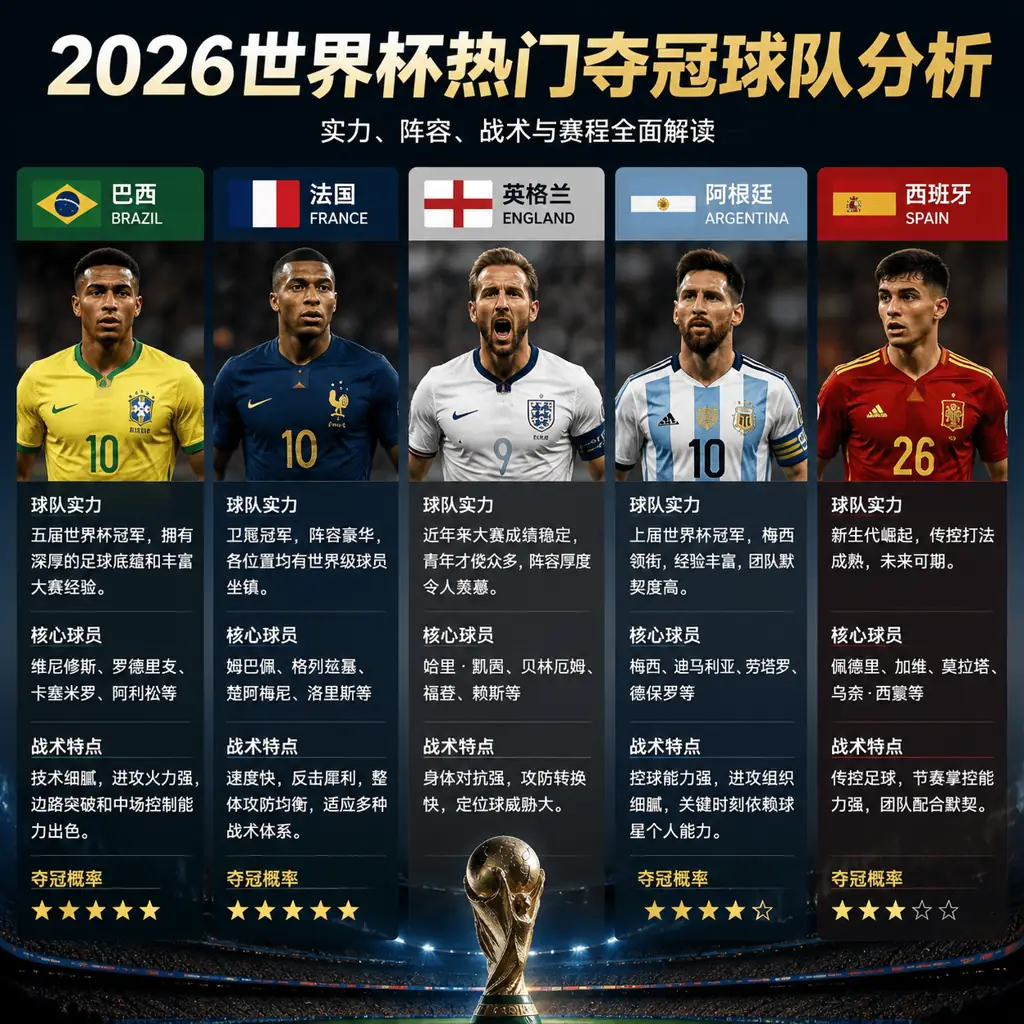 2026世界杯热门夺冠球队分析
