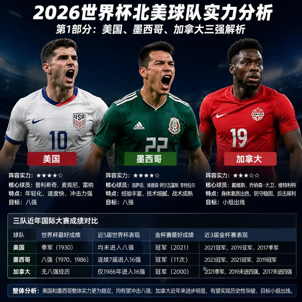 2026世界杯北美球队实力分析