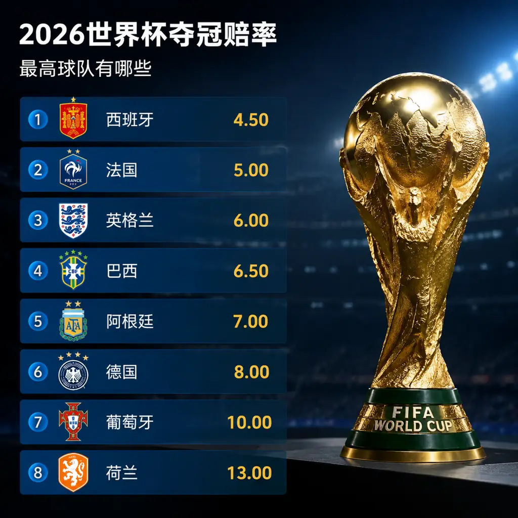 2026世界杯夺冠赔率最高球队有哪些