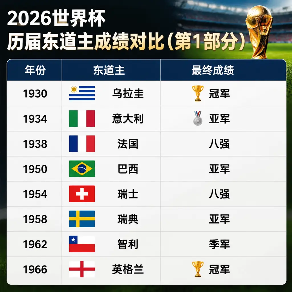 2026世界杯历届东道主成绩对比