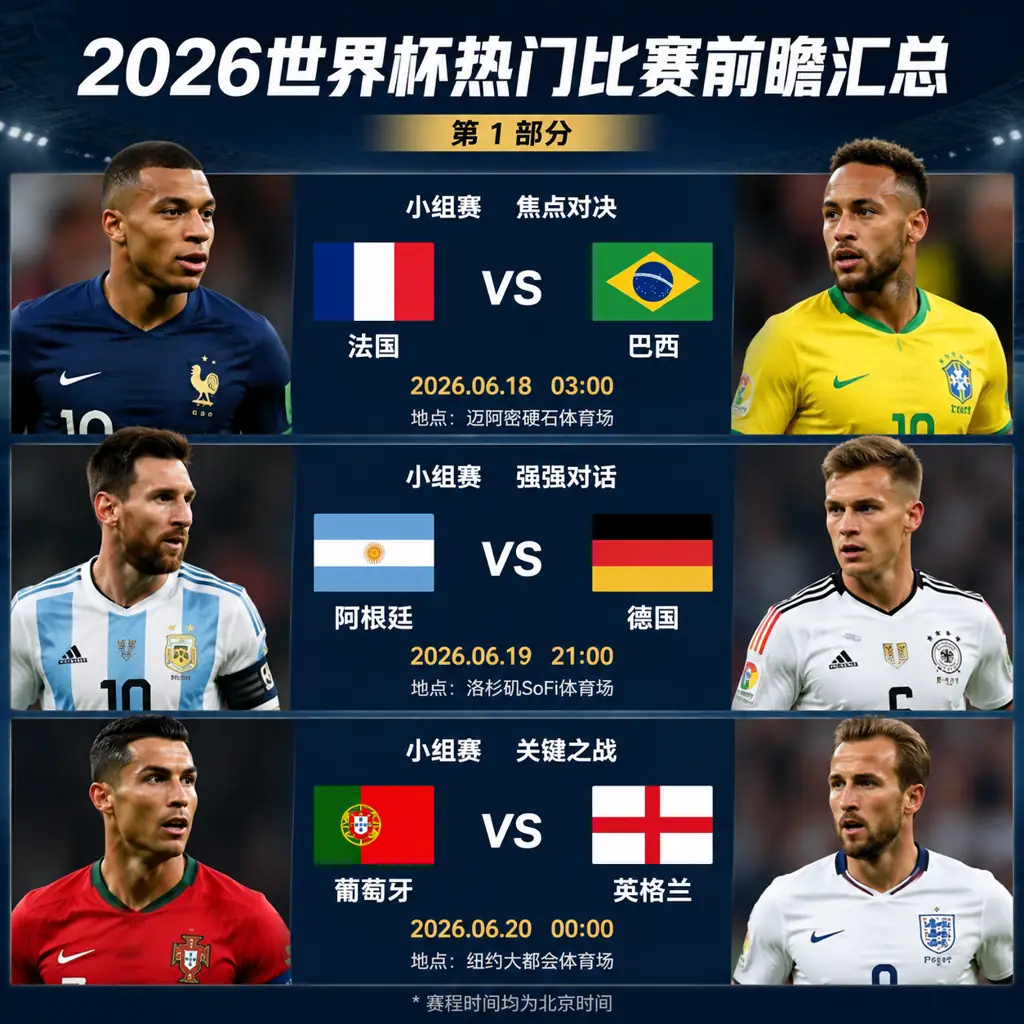 2026世界杯热门比赛前瞻汇总