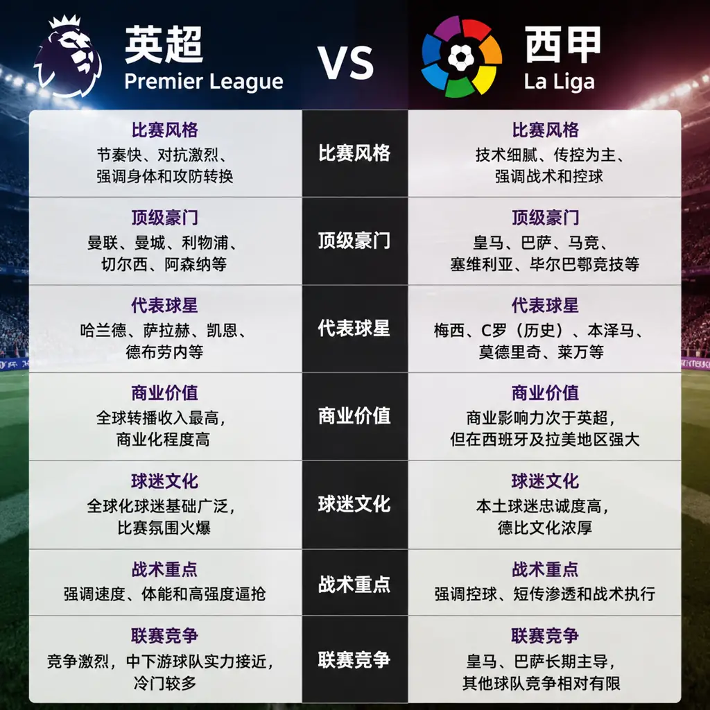 英超和西甲有什么区别