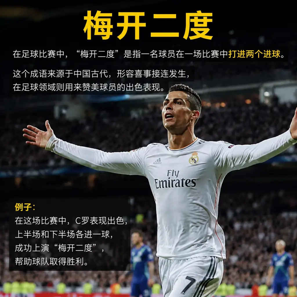 足球比赛中梅开二度是什么意思